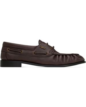 Saint Laurent Leather Bateau Le Loafers - Brown