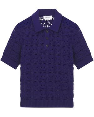 McQueen Crochet-Skull Polo Shirt - Blue