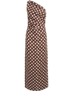 Faithfull the Brand Linen Polka-Dot Simona Maxi Dress - Brown