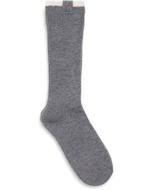 Sandro Wool-Cashmere-Blend Two-Tone Socks - Grey