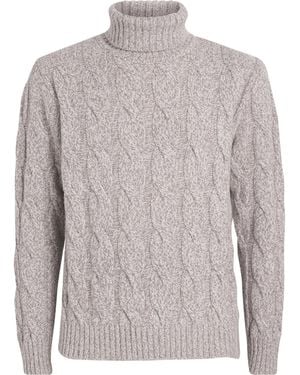 Eleventy Wool Cable-Knit Rollneck Sweater - Gray