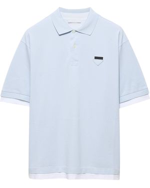 Prada Cotton Layered Polo Shirt - Blue