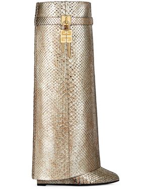 Givenchy Python Skin Shark Lock Knee-High Boots 90 - Natural