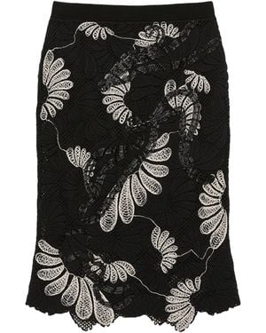 Marina Rinaldi Cotton-Blend Lace Midi Skirt - Black