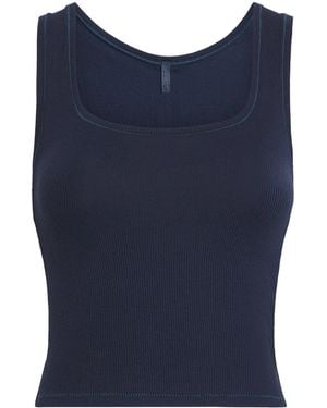Skims Cotton Ribbed Cropped Tank Top - Blue