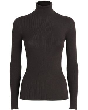 Agnona Wool-Silk-Cashmere Rollneck Sweater - Black