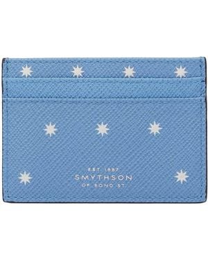Smythson Panama Leather Stars Card Holder - Blue