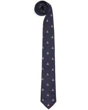 Harrods Silk Henry Bear Tie - Blue
