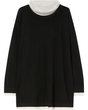Marina Rinaldi Wool-Silk Removable Mock-Neck Jumper - Black