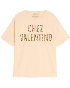 Valentino Cotton Chez T-Shirt - Natural