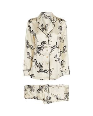 Olivia Von Halle Silk Zelda Lila Pyjama Set - White