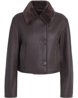 JOSEPH Leather-Shearling Liri Jacket - Grey