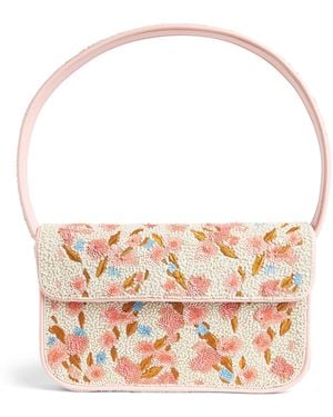 STAUD Beaded Floral Tommy Shoulder Bag - Pink