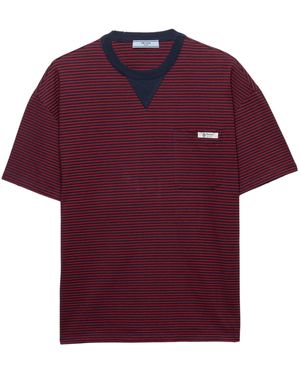 Prada Cotton Stripe Oversized T-Shirt - Red