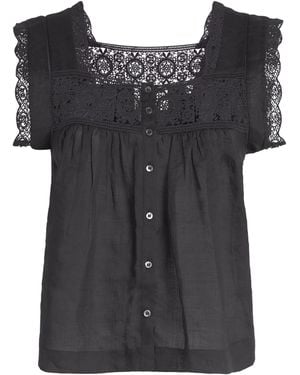 Citizens of Humanity Ramie Mia Embroidered Blouse - Black