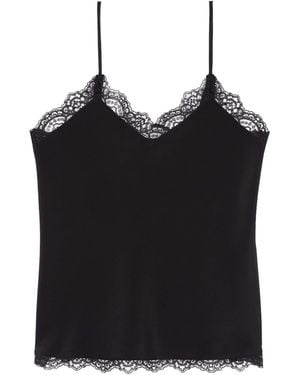 The Kooples Silk Lace-Trim Cami Top - Black