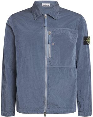 Stone Island Nylon Zip-Up Overshirt - Blue
