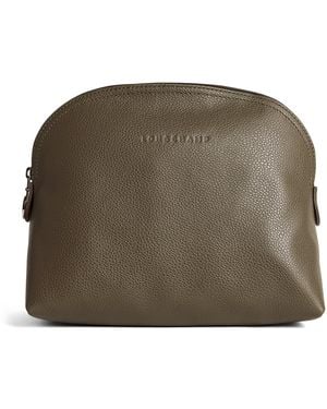 Longchamp Leather Le Foulonné Wash Bag - Green