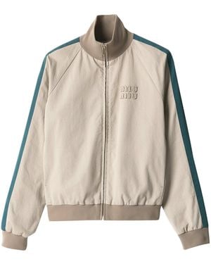 Miu Miu Cotton Twill Bomber Jacket - Natural