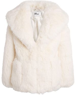 Self-Portrait Faux Fur Coat - White