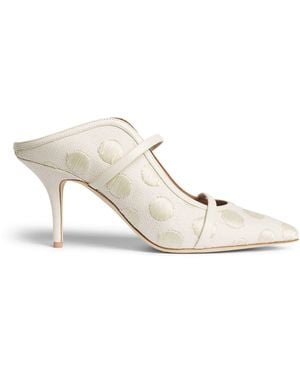 Malone Souliers Raffia-Leather Maureen Heeled Mules 70 - White
