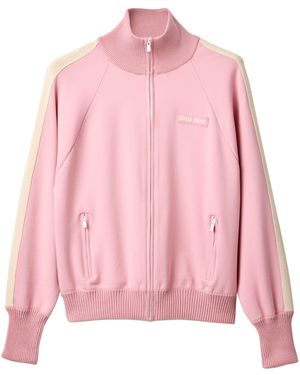 Miu Miu Technical Fabric Stripe Track Jacket - Pink