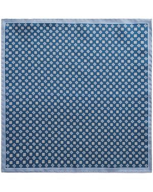 Canali Silk Tile Print Pocket Square - Blue