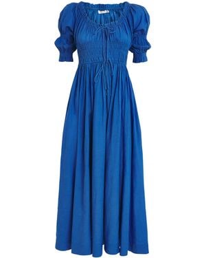 Doen Organic Cotton-Blend Ischia Maxi Dress - Blue