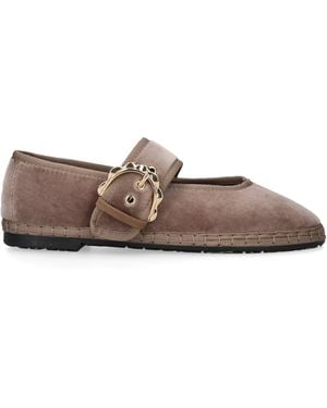 Flabelus Velvet Sophie Mary Janes - Brown