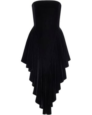 Alaïa Velvet Bustier Triangle Midi Dress - Black