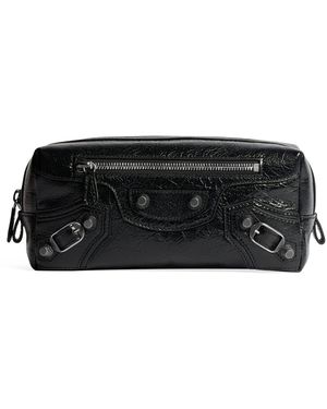 Balenciaga Leather La Cagole Wash Bag - Black