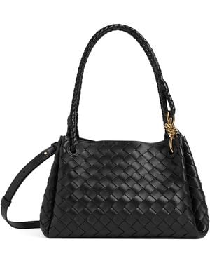 Bottega Veneta Leather Parachute Shoulder Bag - Black