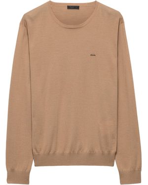 Prada Wool Logo Jumper - Brown