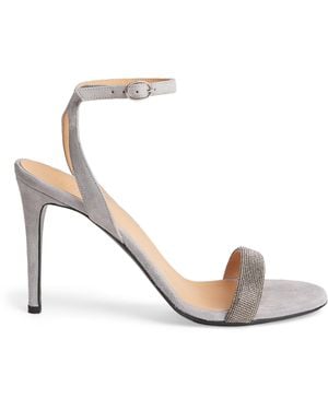 Eleventy Suede Crystal-Embellished Sandals 90 - White