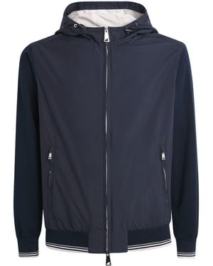 Paul & Shark Cotton Hybrid Hooded Bomber Jacket - Blue