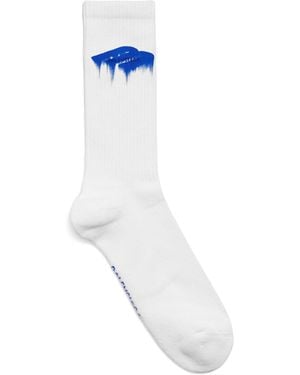 Balenciaga Ribbed Printed Socks - White