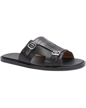 Santoni Crocodile Monk Sandals - Black