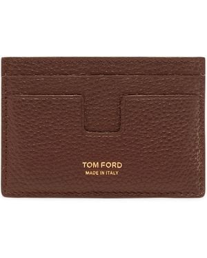 Tom Ford Leather T-Line Card Holder - Brown