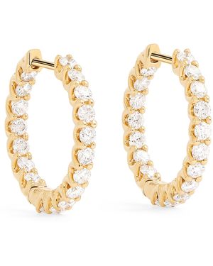 Harrods Medium And Diamond Hoop Earrings - Metallic