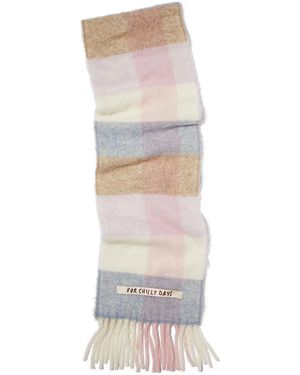 MAX&Co. Check Fringed Scarf - White