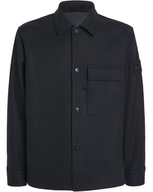 Stone Island Virgin Wool-Blend Felt Overshirt - Blue