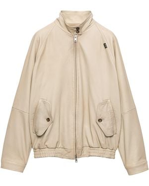 Prada Nappa Leather Blouson Jacket - Natural