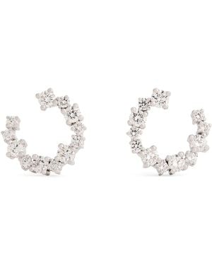 Suzanne Kalan And Round Diamond Mini Spiral Hoop Earrings - White