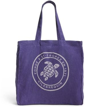Vilebrequin Linen Logo Tote Bag - Purple