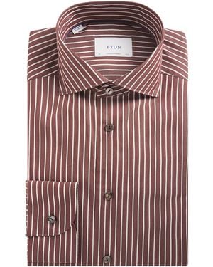 Eton Cotton-Silk Stripe Shirt - Pink