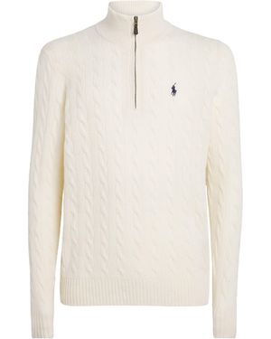 Polo Ralph Lauren Wool-Cashmere Quarter-Zip Jumper - White