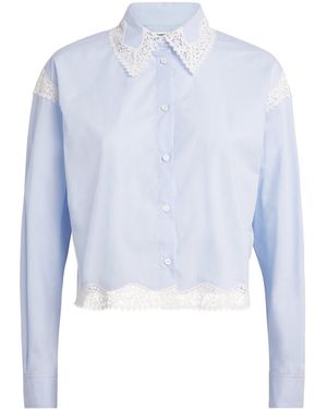 Sandro Cotton Lace-Trim Shirt - Blue