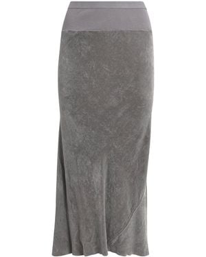 Rick Owens Velvet Midi Slip Skirt - Gray