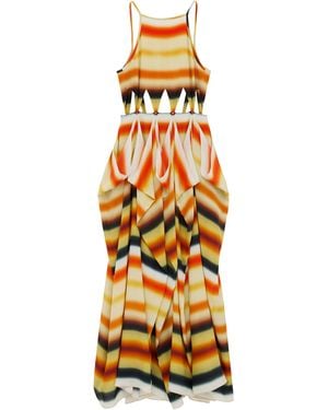 Loewe X Paula's Ibiza Silk Striped Maxi Dress - Metallic
