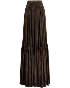 Ralph Lauren Velvet Devoré Carlita Maxi Skirt - Black